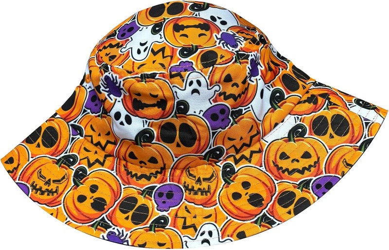 YFBXHSN Cartoon Pumpkin Halloween Bucket Hat Pumpkin Hat Ghost Cap Outdoor for Men Women Beach, Golf, Fishing Hat - Image 2